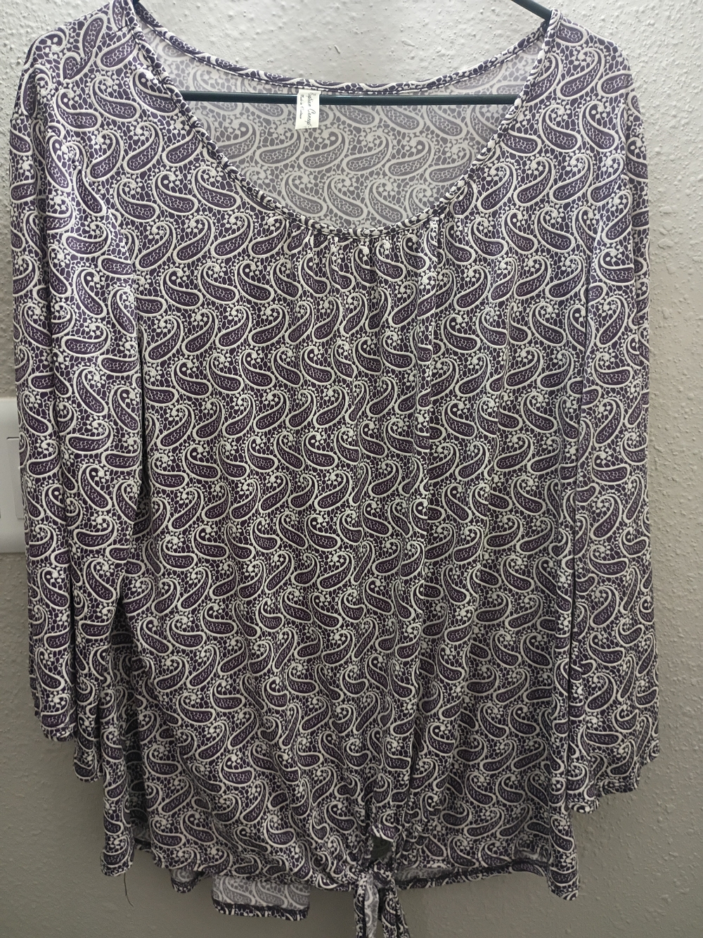 PerSeption Concept White and Purple Paisley Tie-Hem Tunic